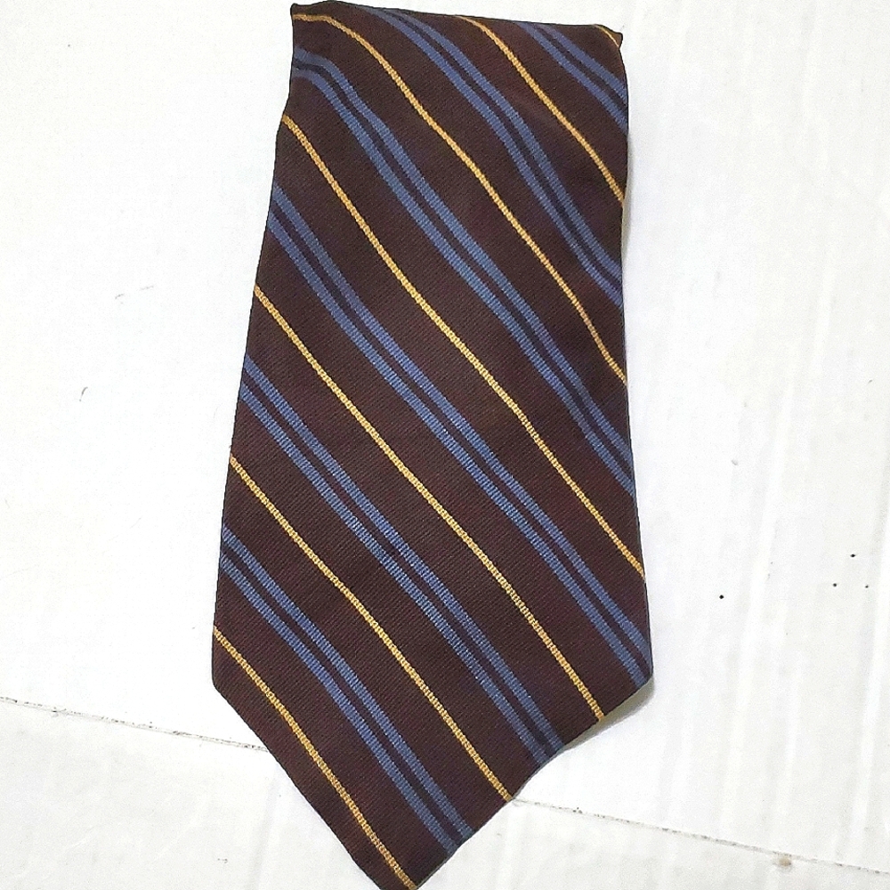 Nordstrom Brown & Blue Classic Stripes Office Career Tie Retro Style